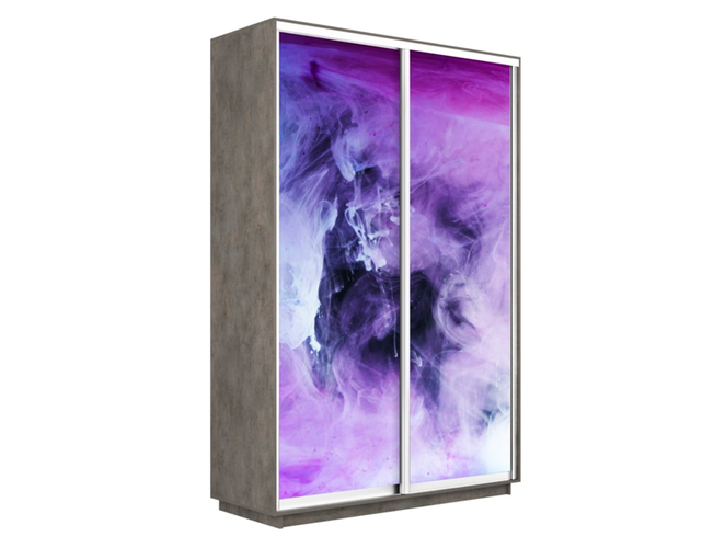 Шкаф-купе Экспресс Люкс 2-х дверный (Фото №1011 Фиолетовый дым), Бетон