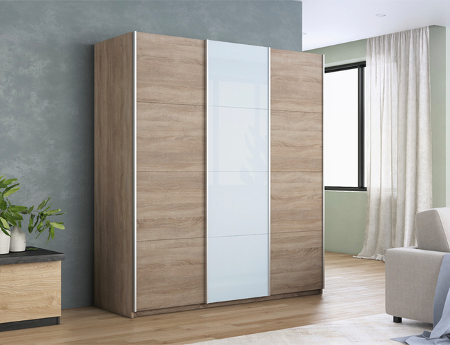 Шкаф-купе Прайм з-х дверный (ЛДСП, стекло), Сонома