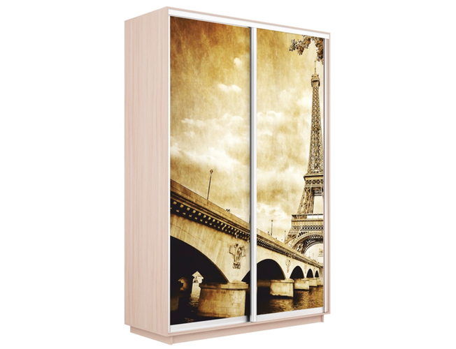 Шкаф-купе Экспресс 2-х дверный (Фото №1024 Париж), Дуб молочный