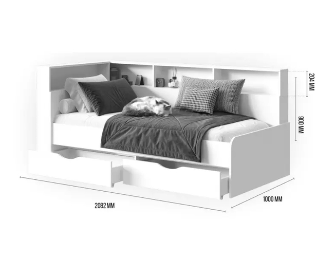 Тахта Амер,  белый / дуб вотан (арт. 602817)