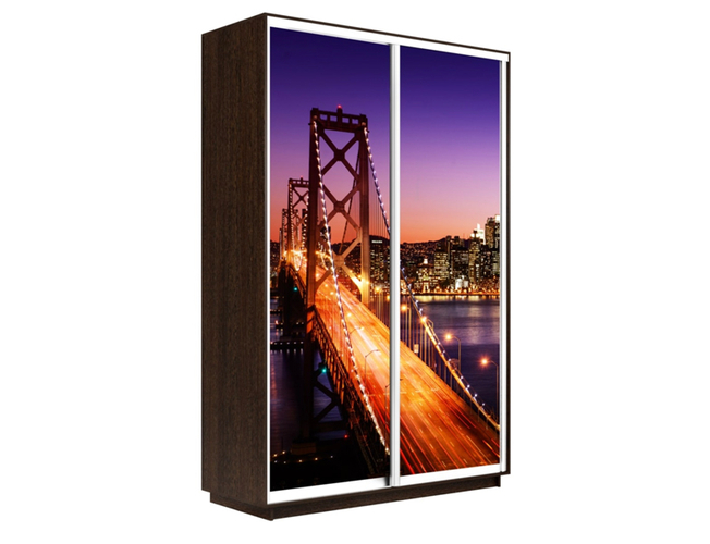 Шкаф-купе Экспресс 2-х дверный (Фото №1007 Ночной мост), Венге